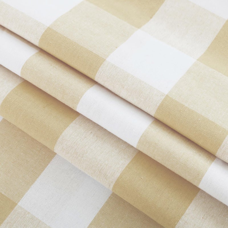 NATUS WEAVER Cotton Curtains Beige and White Buffalo Gingham Check Curtain Panels 63 inches Long Living Room Drapes Plaid Checker Kitchen Bedroom Window Treatment Set 2 Panels Rod Pocket - Image 4